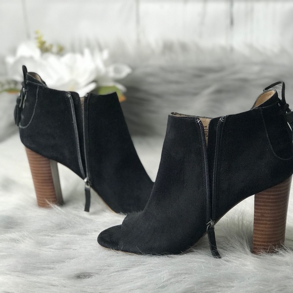 Halogen Open Toe Booties Back Suede Side ZIP - Picture 6 of 8